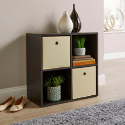 Home Source 4 Cube Storage Bookcase Shelf Unit Black - thumbnail 3