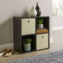 Home Source 4 Cube Storage Bookcase Shelf Unit Black - thumbnail 2