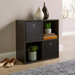 Home Source 4 Cube Storage Bookcase Shelf Unit Black - thumbnail 4