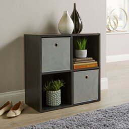 Home Source 4 Cube Storage Bookcase Shelf Unit Black - thumbnail 1