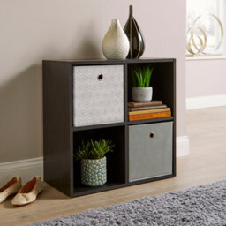 Home Source 4 Cube Storage Bookcase Shelf Unit Black - thumbnail 5