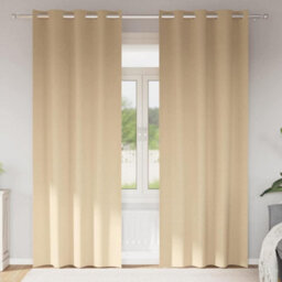 Berkfield Modern Curtains With Curtains 2 Pcs Cream 245 X 140 Cm Polyester - thumbnail 2