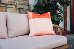 Hayward 50 X 50Cm Outdoor Cushion, Orange Colour Block Classic Square Design, Shower-Resistant Square Cushion For Garden & Patio - thumbnail 3
