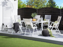 Beliani Garden Dining Table Catania 160 Cm 91 Cm Glass Grey - thumbnail 2
