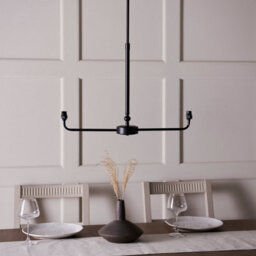 Luminosa Lighting Luminosa Lille Matt Black Pendant Light With Neutral Print Fabric Ikat Shade 16Cm 2X B22 - thumbnail 5