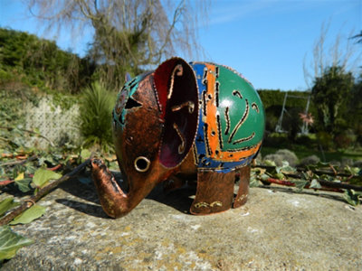 Metal Standing Bronze Elephant Tea Light Candle Holder - image 1