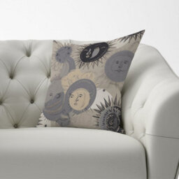 Warren Reed Designer Grey Black Abstract Moon And Sun Cushions 60Cm X 60Cm - thumbnail 2