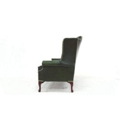 Chesterfield 3 Seater High Back Antique Green Real Leather Sofa In Mallory Style - thumbnail 4