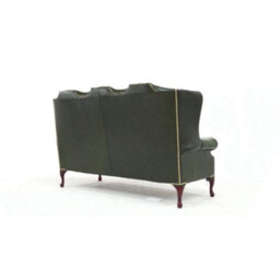Chesterfield 3 Seater High Back Antique Green Real Leather Sofa In Mallory Style - thumbnail 8