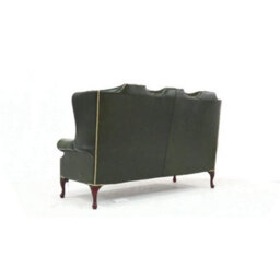 Chesterfield 3 Seater High Back Antique Green Real Leather Sofa In Mallory Style - thumbnail 6