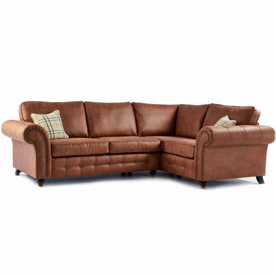 Furnishings For Less UK Oakland Tan Chesterfield 4 Seater L Shape Large Corner Sofa - image 1