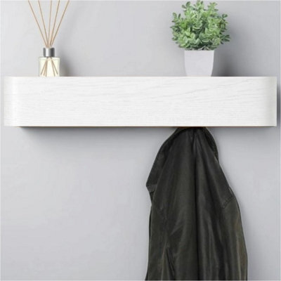 Magna Retail White Coat Rack Wall Mounted With Shelf And 5 Hidden Hooks Modern Coat Stands For Hallway Solid Wood Veneer Panel - image 1