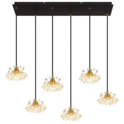 Luminosa Lighting Luminosa Fiore Cluster Pendant Ceiling Light Matt Black 6X G9 - thumbnail 3