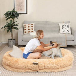Costway Human Dog Bed Giant Human-Sized Dog Bed Fits People Pets W/ Pillow - thumbnail 4