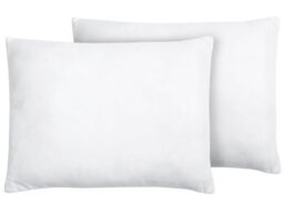 Beliani Set Of 2 White Microfibre Pillows 50 X 60 Cm - Soft Hypoallergenic Support For Back And Side Sleepers - thumbnail 1