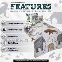 Gc Gaveno Cavailia Kids Printed Wooly Mammoth And Pals Duvet Cover Single Bedding Set - thumbnail 4