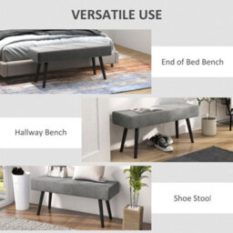Wyld Haus Mazuka Grey Velvet-Feel End-Of-Bed Bench - X Frame Black Metal Legs, L100 X D36 X H45Cm - thumbnail 7