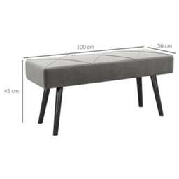 Wyld Haus Mazuka Grey Velvet-Feel End-Of-Bed Bench - X Frame Black Metal Legs, L100 X D36 X H45Cm - thumbnail 4