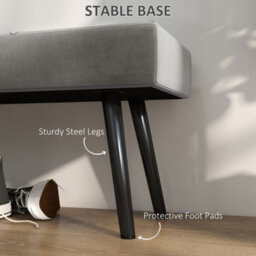 Wyld Haus Mazuka Grey Velvet-Feel End-Of-Bed Bench - X Frame Black Metal Legs, L100 X D36 X H45Cm - thumbnail 6