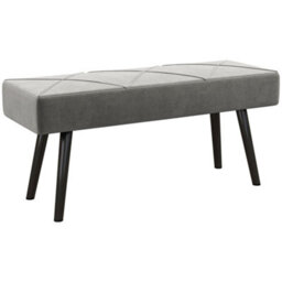 Wyld Haus Mazuka Grey Velvet-Feel End-Of-Bed Bench - X Frame Black Metal Legs, L100 X D36 X H45Cm - thumbnail 2