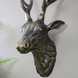 Melody Maison Antique Gold Metal Wall Mounted Stag Head - thumbnail 3