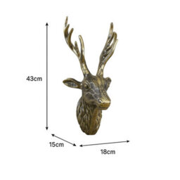 Melody Maison Antique Gold Metal Wall Mounted Stag Head - thumbnail 7