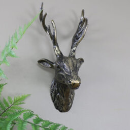 Melody Maison Antique Gold Metal Wall Mounted Stag Head - thumbnail 1