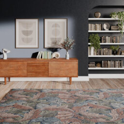 Loomed Floral Design Cotton Chenille Rug Blue Green Beige Machine Washable 80Cm X 150Cm - thumbnail 4