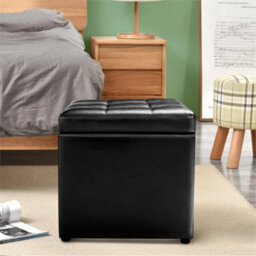 Leather Storage Ottoman Cube Pouffe Storage Toy Box Padded Foot Stool - thumbnail 6
