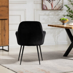 Carrara Velvet Dining Chairs - Set Of 2 - Black - thumbnail 6