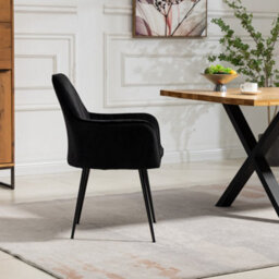 Carrara Velvet Dining Chairs - Set Of 2 - Black - thumbnail 4