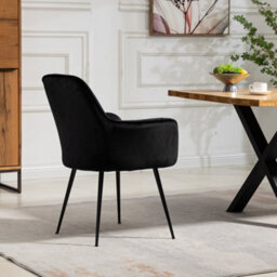 Carrara Velvet Dining Chairs - Set Of 2 - Black - thumbnail 5