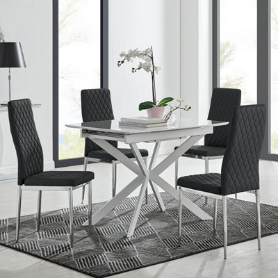 Furniturebox Uk Lira 100 Extending Dining Table And 4 Black Milan Chairs - image 1