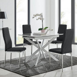 Furniturebox Uk Lira 100 Extending Dining Table And 4 Black Milan Chairs - thumbnail 1