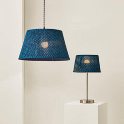Valuelights Malina Double Teal Large Pleated Tapered Easy Fit Lamp Shade (D) 45Cm And Bulb - thumbnail 6
