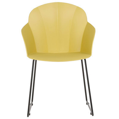 Beliani Zenith Yellow Synthetic Dining Chairs Set Of 2 With Black Metal Legs - image 1