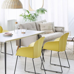 Beliani Zenith Yellow Synthetic Dining Chairs Set Of 2 With Black Metal Legs - thumbnail 2