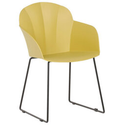 Beliani Zenith Yellow Synthetic Dining Chairs Set Of 2 With Black Metal Legs - thumbnail 4