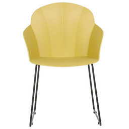 Beliani Zenith Yellow Synthetic Dining Chairs Set Of 2 With Black Metal Legs - thumbnail 1