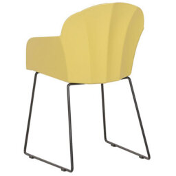 Beliani Zenith Yellow Synthetic Dining Chairs Set Of 2 With Black Metal Legs - thumbnail 6