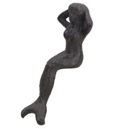 AB Tools Small Mermaid Cast Iron Statue Figure Ornament Garden Water Pond Shelf Sitting - thumbnail 2
