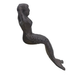 AB Tools Small Mermaid Cast Iron Statue Figure Ornament Garden Water Pond Shelf Sitting - thumbnail 3