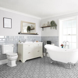 Homestylestore Antique White Bathroom Suite Double Ended Slipper Bath, 1210mm Vanity Unit And Close Coupled Toilet - thumbnail 1