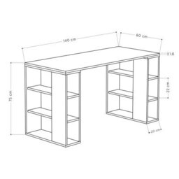 Decortie Colmar Modern Desk With Integrated 6-Shelf Bookshelf Storage Oak Width 140Cm - thumbnail 3