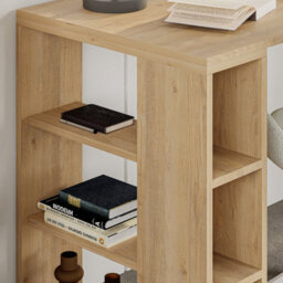 Decortie Colmar Modern Desk With Integrated 6-Shelf Bookshelf Storage Oak Width 140Cm - thumbnail 4