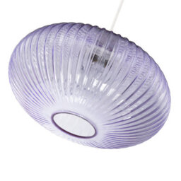 Happy Homewares Modern Designer Soft Lilac Line Ribbed Glass Oval Pendant Lamp Shade - thumbnail 3