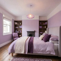 Happy Homewares Modern Designer Soft Lilac Line Ribbed Glass Oval Pendant Lamp Shade - thumbnail 6