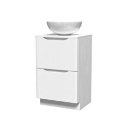 Nes Home White 500mm Freestanding Vanity Unit Round Ceramic Countertop Basin - thumbnail 5