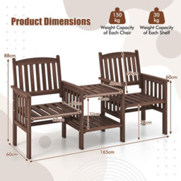 Costway Outdoor Table And Chairs Set Patio Garden Bench Side Table W/ Umbrella Hole - thumbnail 3