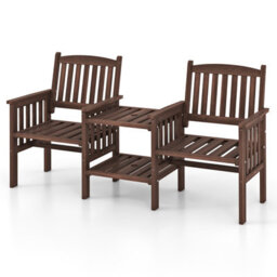 Costway Outdoor Table And Chairs Set Patio Garden Bench Side Table W/ Umbrella Hole - thumbnail 2